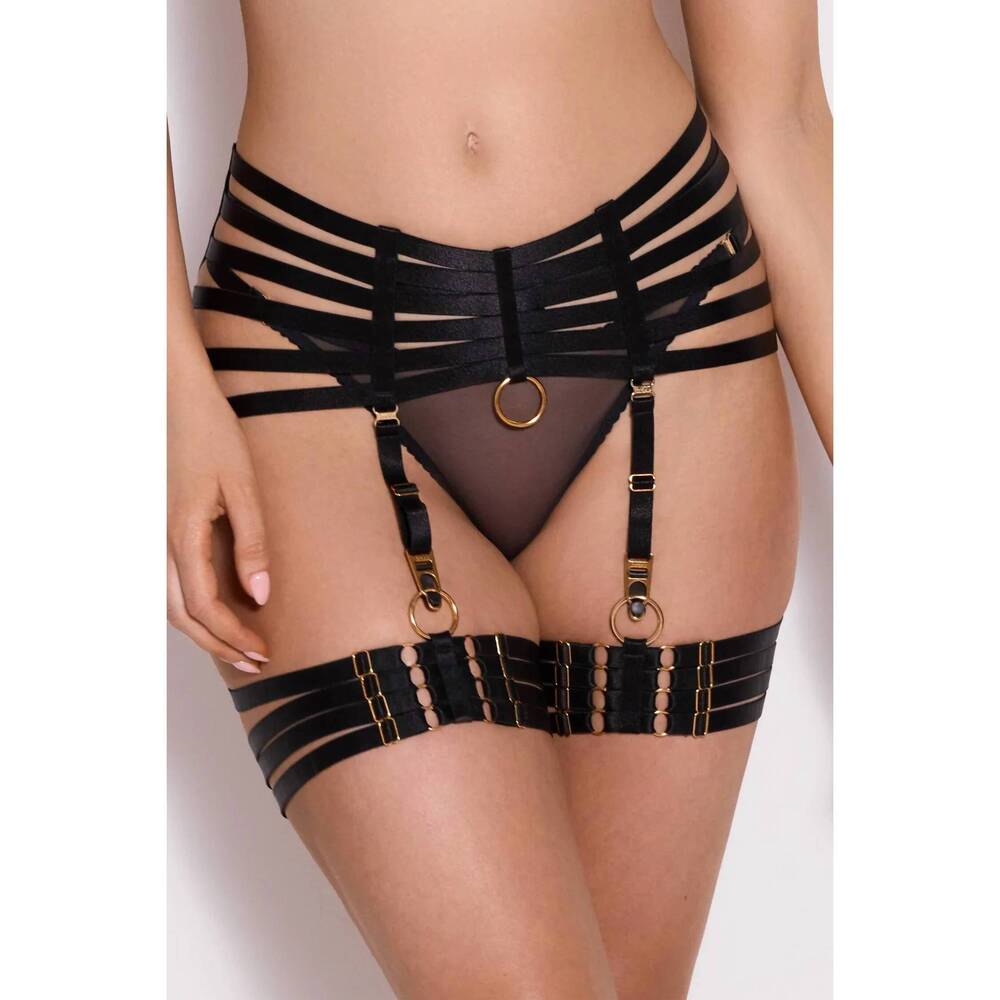 NEW BORDELLE bondage webbed suspender in black